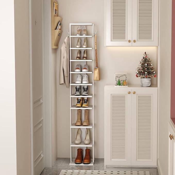 HOMEFORT 10-Tier Vertical Shoe Rack, Corner Shoe Tower, Slim Shoe Organizer - Image 8