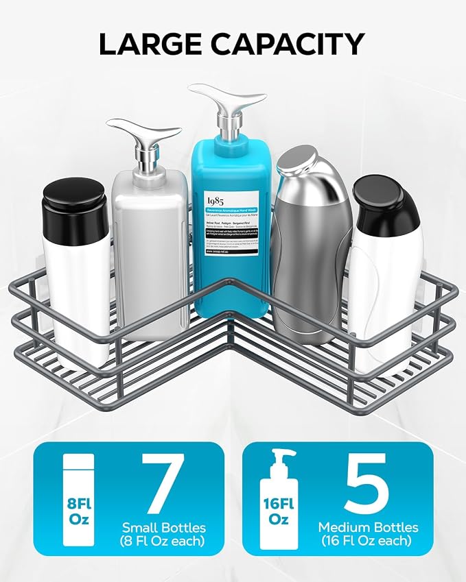 Nieifi Adhesive Corner Shower Caddy Shelf Basket Rack - Image 4