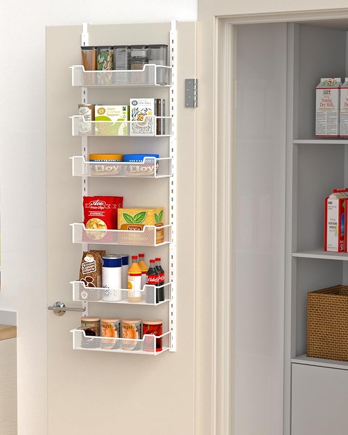 12.3" W Narrow Over the Door Pantry Organizer, 6-Tier Over the Door Organizer by VyGrow