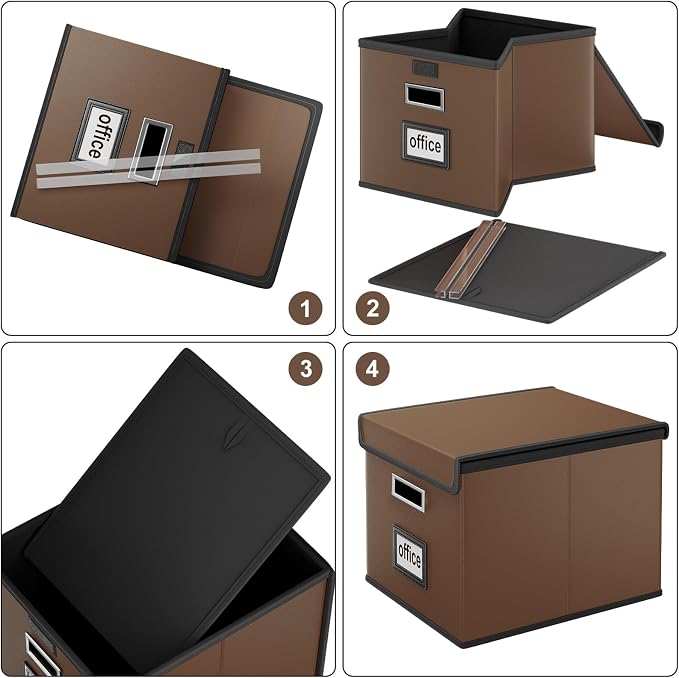 File Organizer Box with Lids, Collapsible File Folder Organizer | File Box with - Image 7