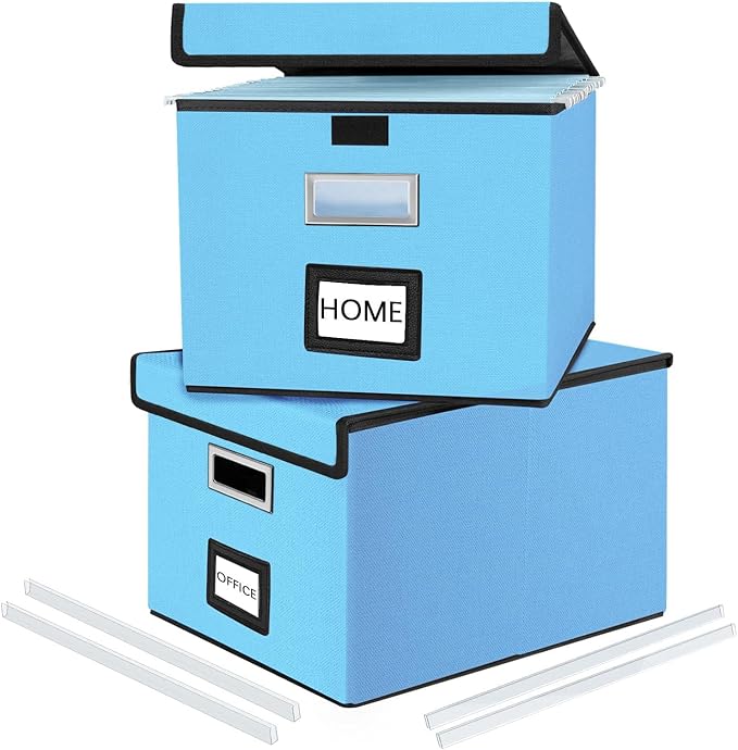 File Organizer Box with Lids, Collapsible File Folder Organizer | File Box with by Huolewa