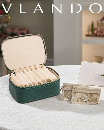 Vlando Jewelry Box with 8 Velvet Jewelry Bags Travel Jewelry Storage Box Petal - Image 2