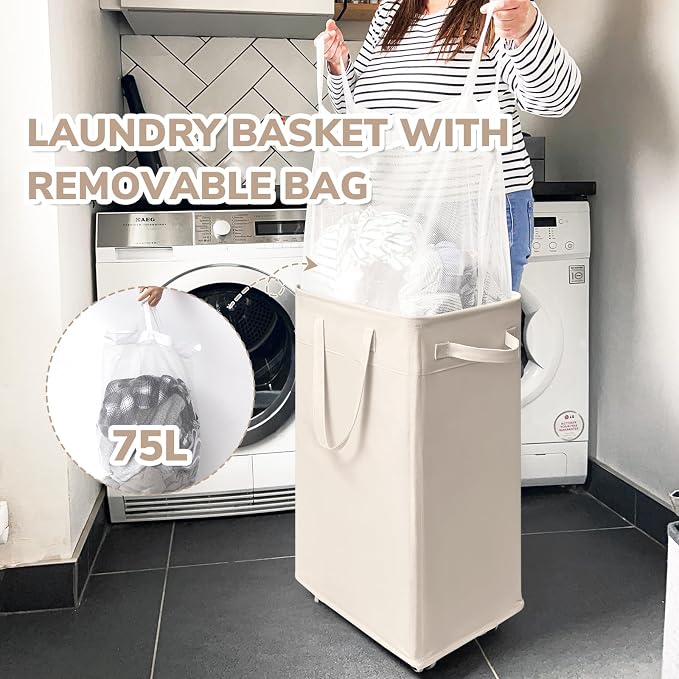 CHICVITA 75L Slim Collapsible Laundry Basket - Image 5