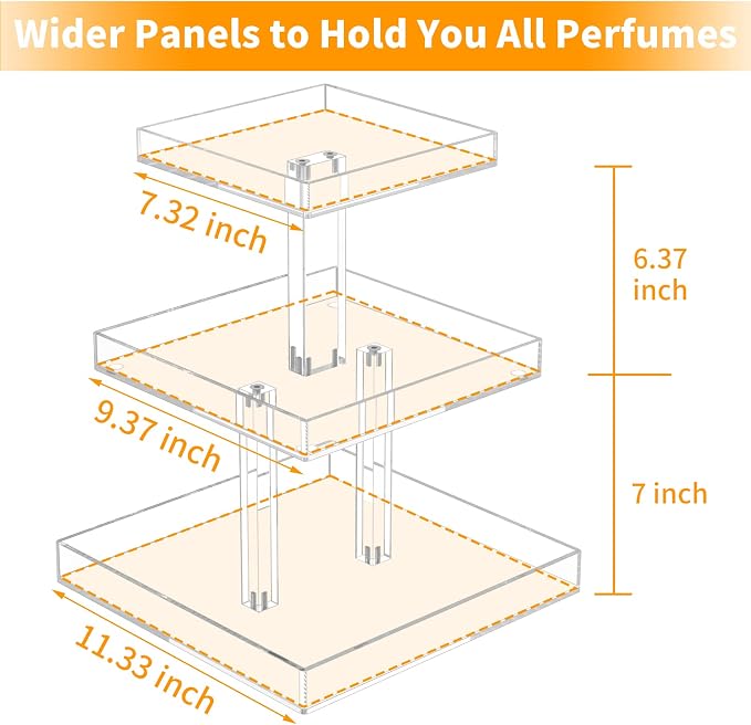 NIUBEE 3-Tier Perfume Organizer, Rectangular Tray, Sturdy Design, Space Saver - Image 3