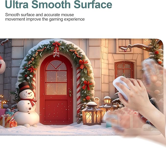 Christmas Scene Gaming Mouse Pad 35.4"x15.7"Desk Mat Anti-Slip Rubber Base & - Image 5