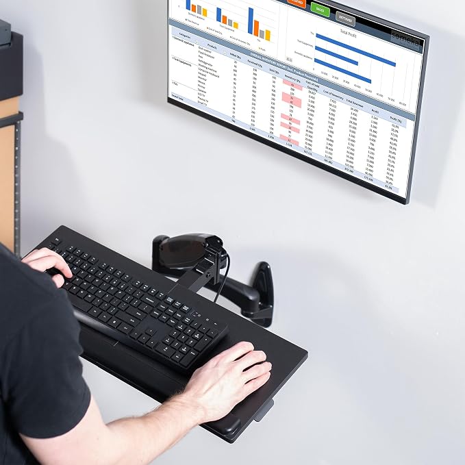 VIVO Sit-Stand 24 Inch Pneumatic Spring Keyboard and Mouse Tray Wall Mount - Image 8