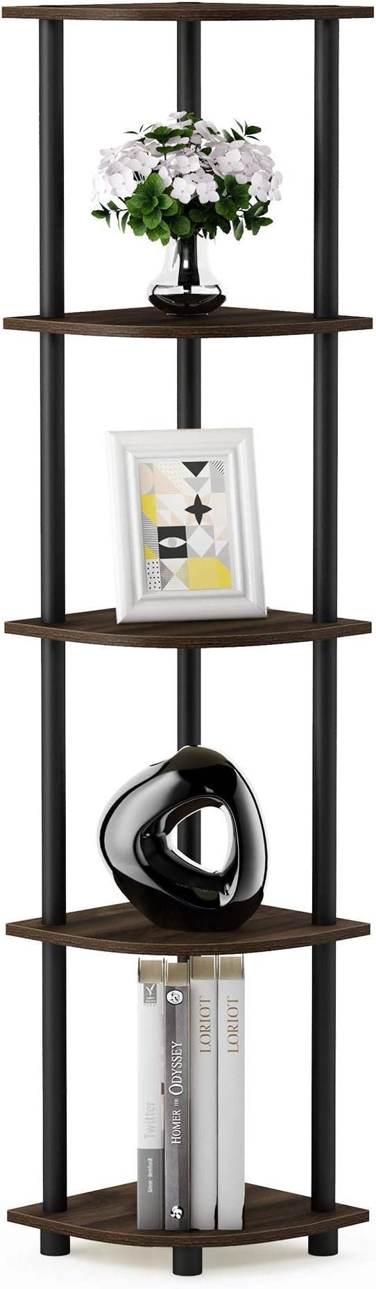 Furinno TURN-N-TUBE Corner Shelf Set of 2, 5-Tier Corner Bookshelf, Open - Image 5