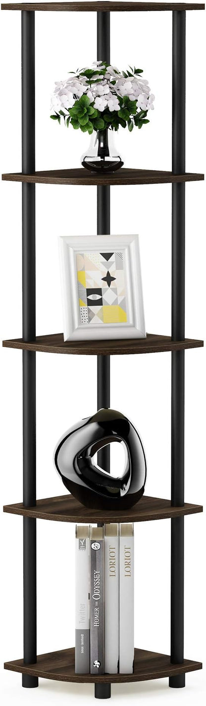 Furinno TURN-N-TUBE Corner Shelf, 5-Tier Corner Bookshelf, Open Storage Shelves by Furinno-FitsYourSpaceFitsYourBudget