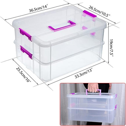 JUXYES 2-Tiers Stack Carry Storage Box - Image 2