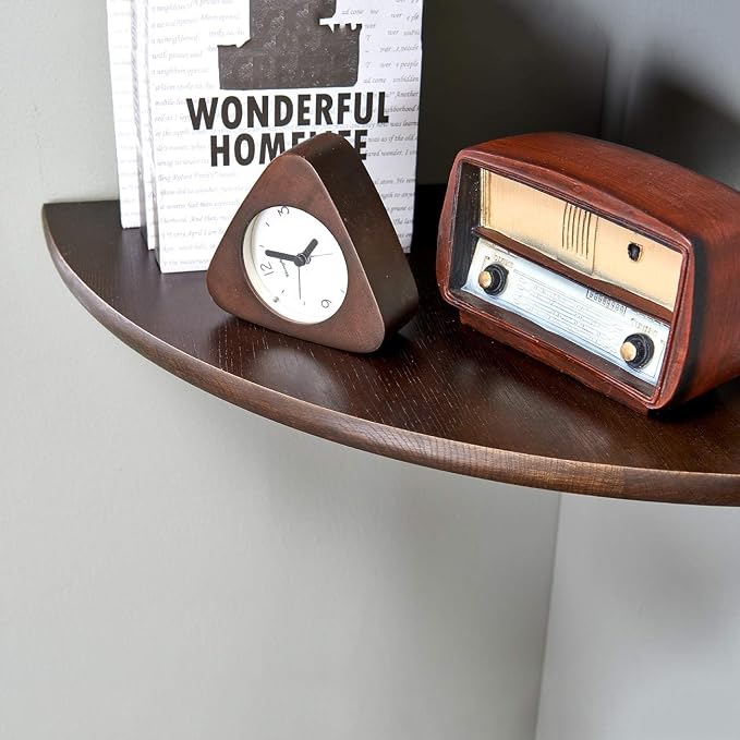 Corner Shelf, 14inch Walnut Solid Wood Floating Corner Shelves Wall Mount Round - Image 7