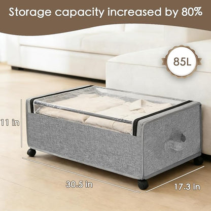 Under Bed Storage with Wheels, Underbed Storage Bins, XXXL 85L 11 inches - Image 2