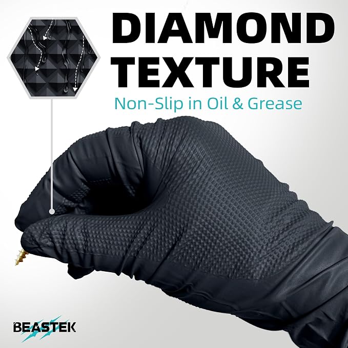 Beastek Nitrile Disposable Gloves, 8Mil Latex & Powder Free Chemical Resistant - Image 4
