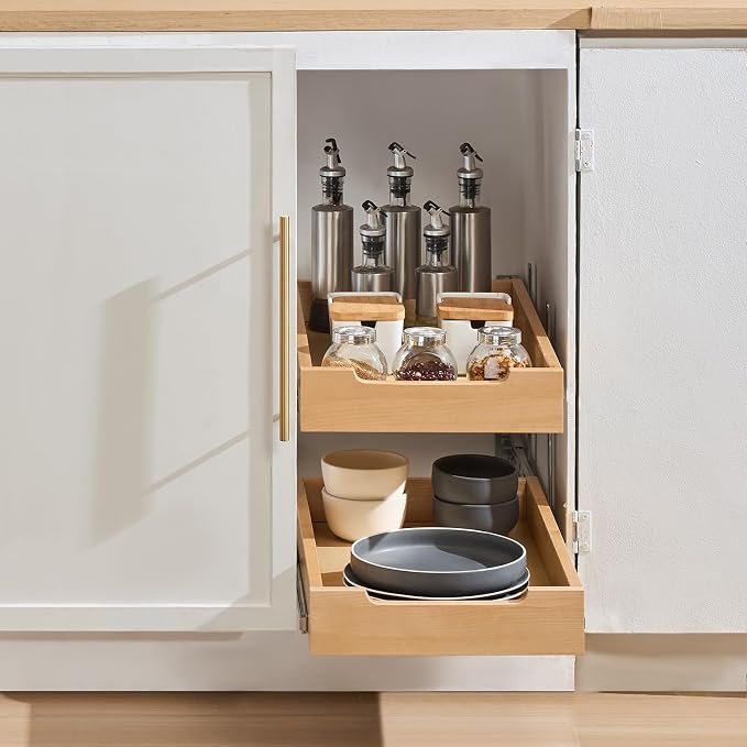 VEVOR 2 Tier Pull Out Cabinet Organizer, Soft Close Slide out Shelf, Heavy-Duty - Image 8