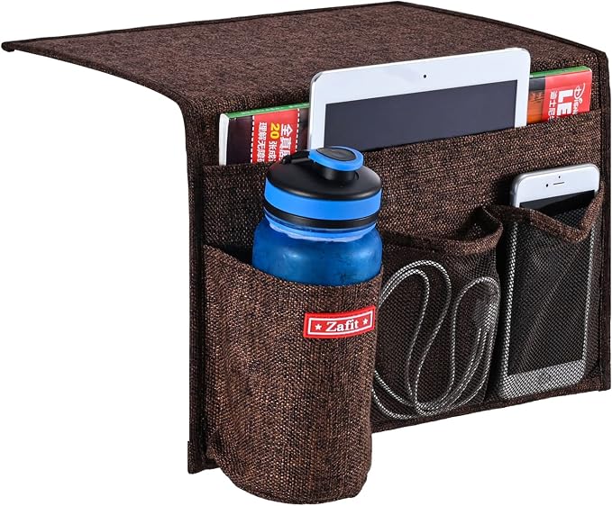 Zafit Linen 4 Pockets Bedside Caddy, Bedside Storage Organizer by ZAFIT