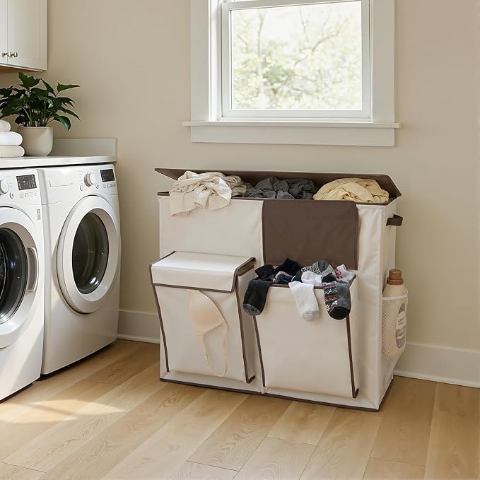 SOLEDI 220L Laundry Hamper 3 Section, Extra Large Laundry Basket - Image 2