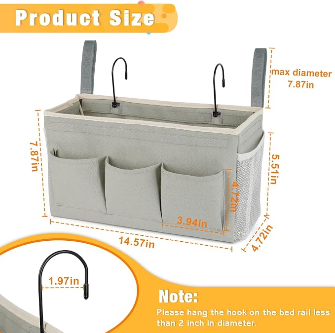 Bedside Storage Organizer with Fixed Straps and Water Bottle Holder - Image 3