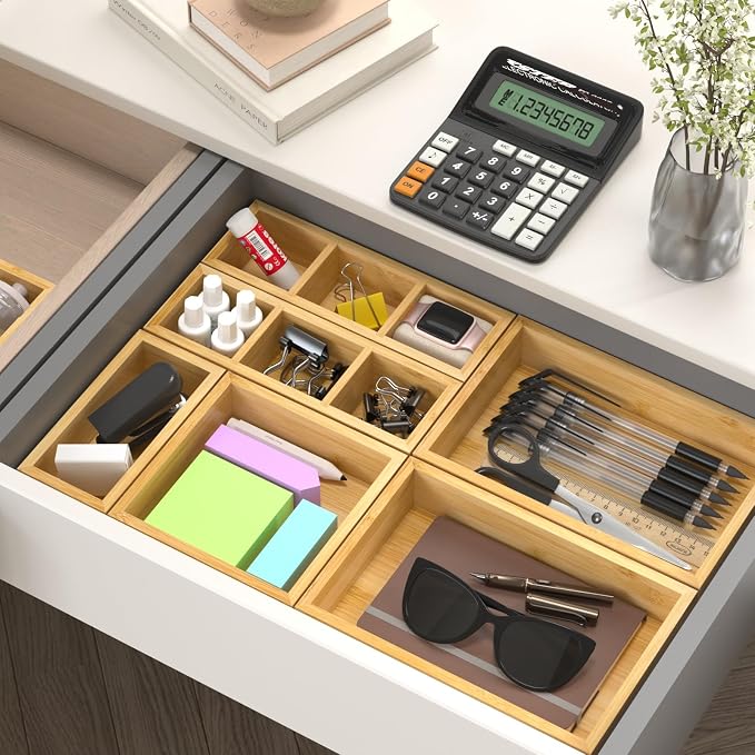Bamboo Drawer Organizer, Wooden Storage Boxes Organizers - Image 7
