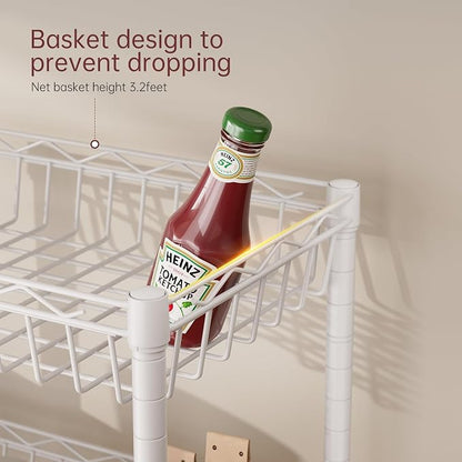 SINGAYE 4 Tier Basket Shelf Wire Shelving Unit Adjustable Storage Shelves Big - Image 4