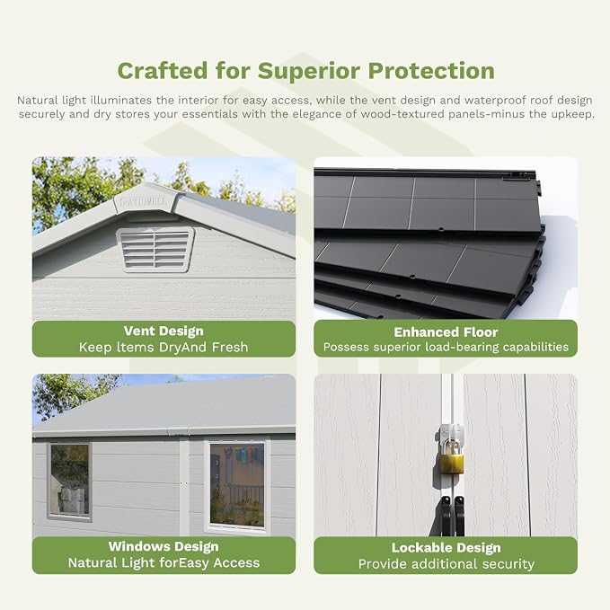 Patiowell 6X8 FT Plastic Outdoor Storage Shed - Image 3