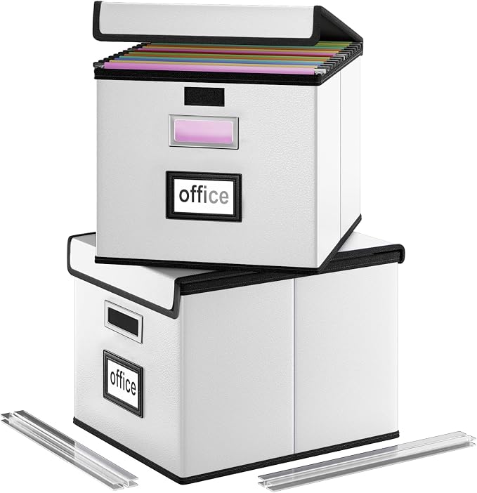 File Organizer Box with Lids, Collapsible File Folder Organizer | File Box with by Huolewa