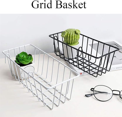 GBYAN Wire Wall Grid Basket Hanging Display Shelf White Metal Grid Panel - Image 7