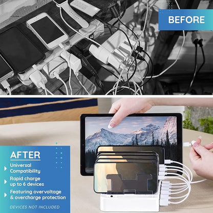 Charging Station for Multiple Devices – 6-Port USB Charging Dock for Apple & - Image 2
