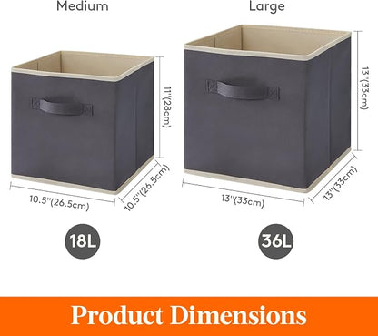 Lifewit Storage Cubes, 11 Inch Organizer Bins, 18L Gray, 16 Packs | Foldable - Image 2