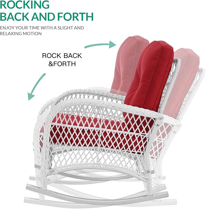 VIVIJASON Outdoor Wicker Rocking Chair, Patio Rattan Rocker Chair - Image 3