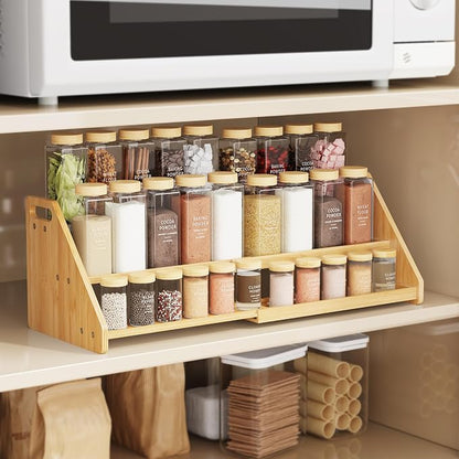 NiHome Cabinet & Countertop Expandable 3-Tier Bamboo Spice Rack - Image 3