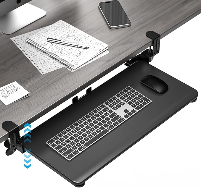 Keyboard Tray Under Desk, Pull Out Keyboard & Mouse Tray by XyndyxErgonomicDesign
