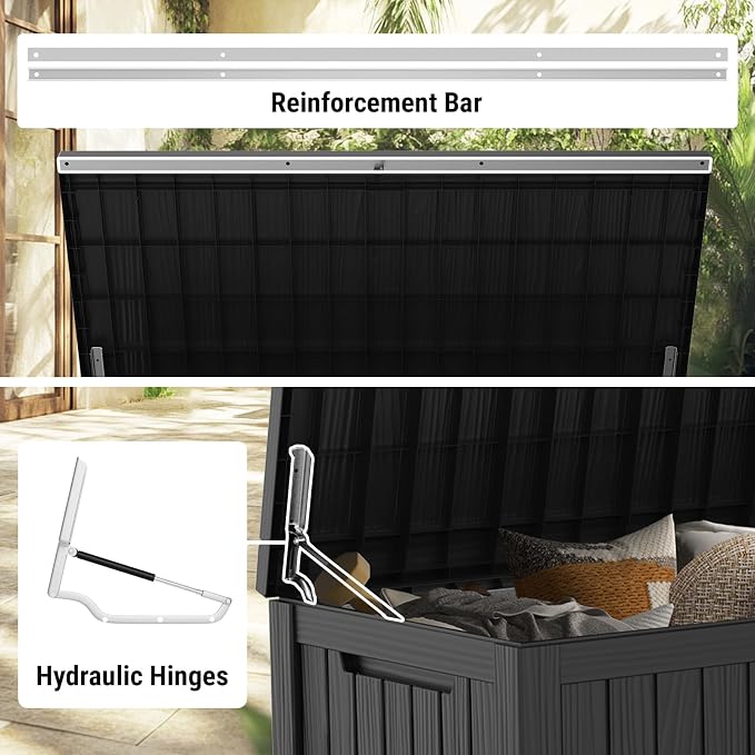 Mars Villa 180 Gallon Outdoor Storage Box, Large Resin Deck Box Waterproof - Image 5