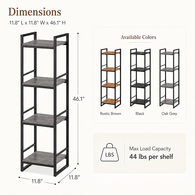 BYFU 4 Tier Bathroom Storage Open Shelf Grey Metal Corner Storage Rack | 46.1" - Image 2