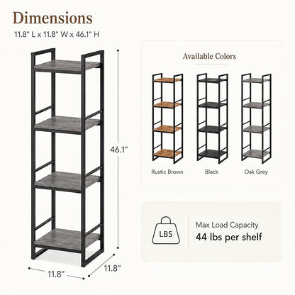 BYFU 4 Tier Bathroom Storage Open Shelf Grey Metal Corner Storage Rack | 46.1" - Image 2