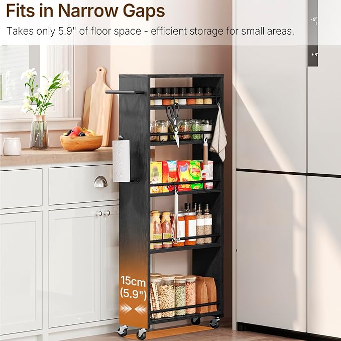 YATINEY 6 Tier Slim Storage Cart, Narrow Kitchen Cart - Image 4