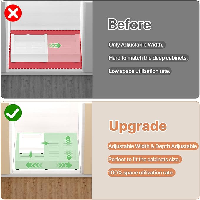 2 Pack Pull out Cabinet Organizer, Width Depth, - Image 3