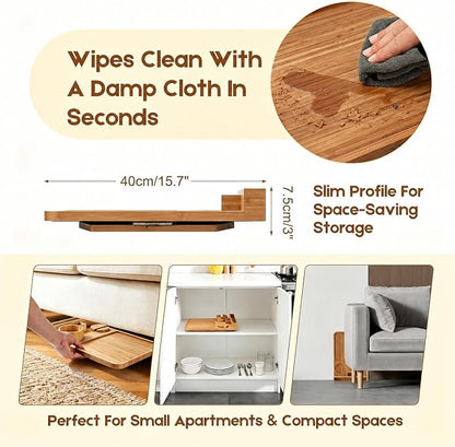 Bamboo Couch Arm Tray, with Cup Holder Phone Stand&Non-Slip | 100% side-pressed - Image 7