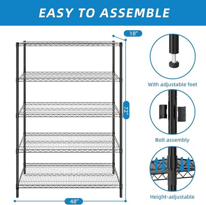 Guan River 5-Shelf Heavy Duty Wire Shelving, Metal Shelf, Sturdy and Durable - Image 3