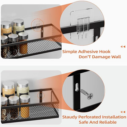 Spice Rack Wall Mount, 4 Pack Pantry Door Organizer & Hanging Storage Baskets - Image 3