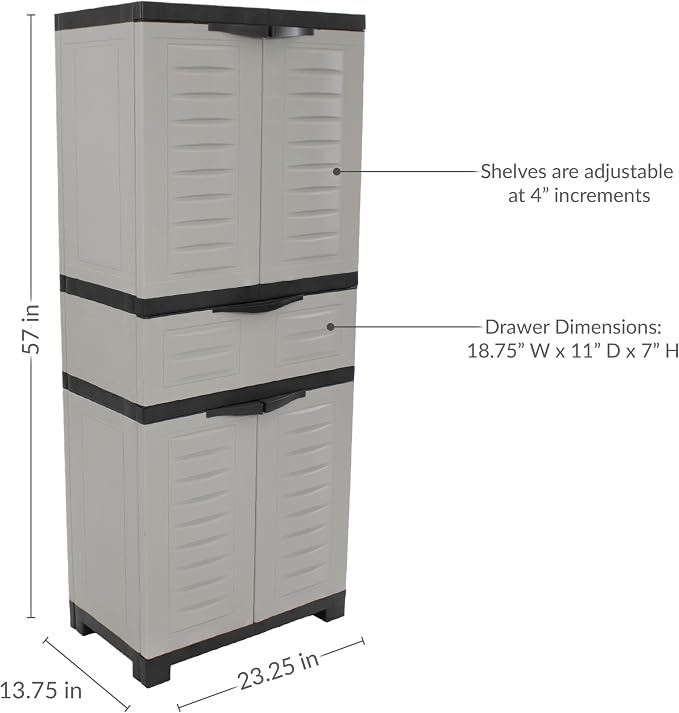 Sunnydaze 57" H Resin Garage Storage Cabinet - Image 3