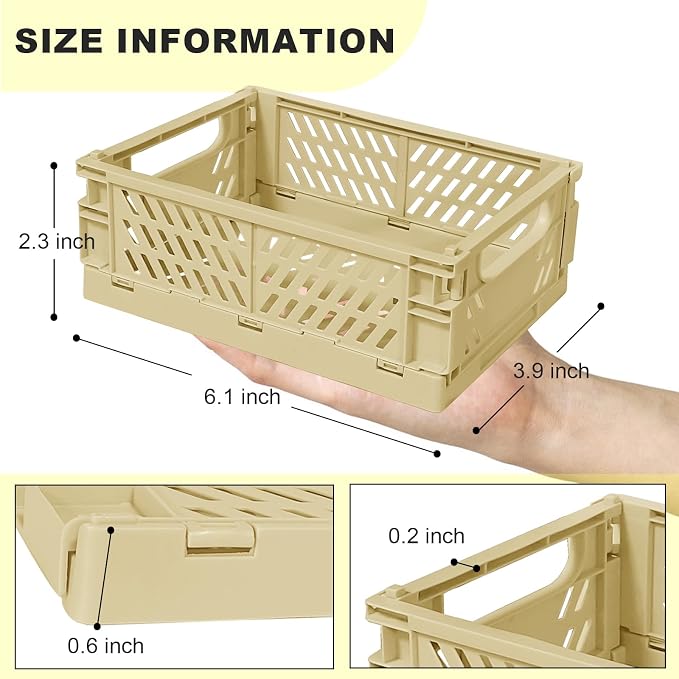 Small Pastel Plastic Storage Bins 2Pcs Foldable Pastel Crates Plastic Basket - Image 2