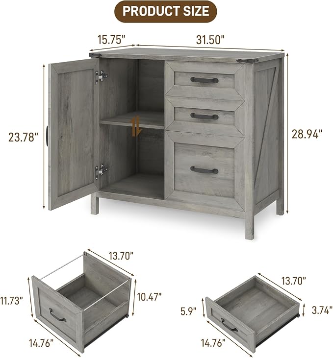 3 Drawers Farmhouse File Cabinet - Image 2
