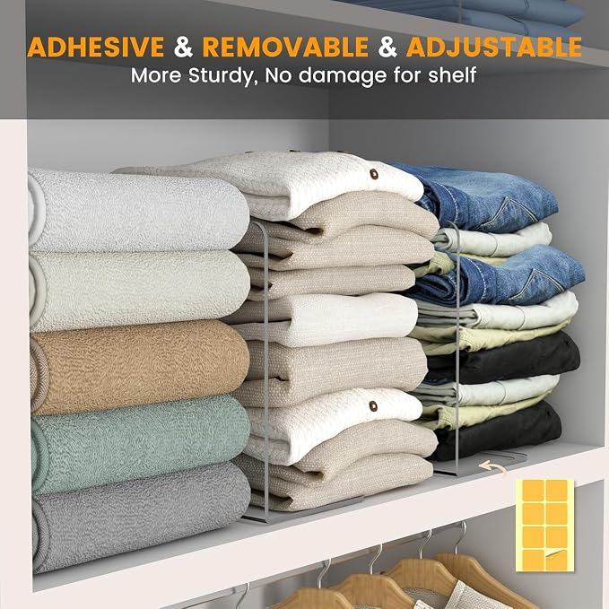 OKPOW Shelf Dividers for Closet Organization: 4 Pack Durable Clear Acrylic - Image 4