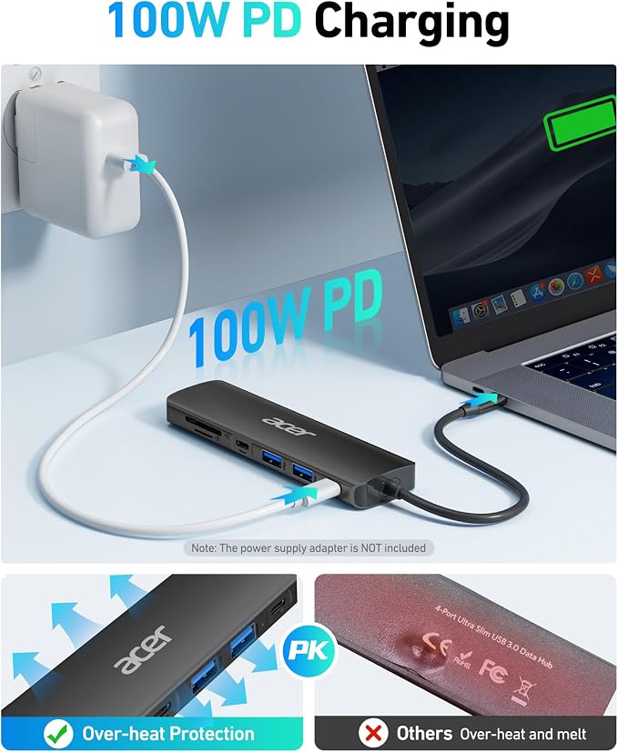 Acer USB C Hub, 7 in 1 USB-C to HDMI Dock, 2 USBA 3.1 GEN1 and 5Gbps Type-C - Image 4