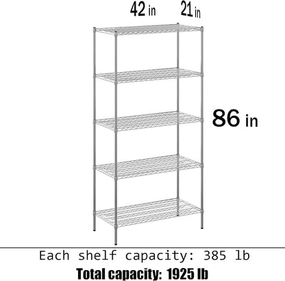21" Deep x 42" Wide x 86" Height Wire Shelving Kit | 5-Tier | NSF Commercial - Image 3