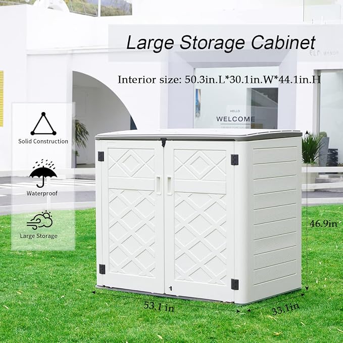 Resin Outdoor Storage Shed, 38 cu.ft Outdoor Storage Box Waterproof - Image 6