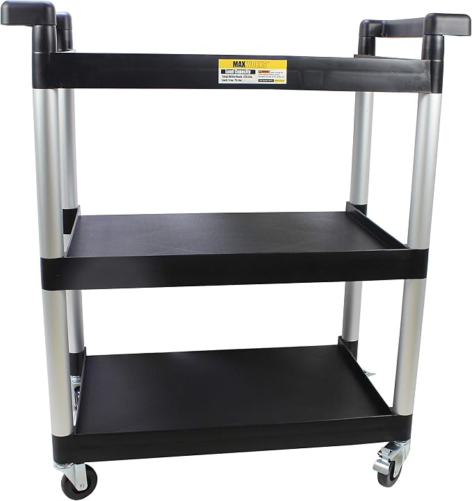 MaxWorks 80774 3-Shelf Utility Plastic Cart - Image 7
