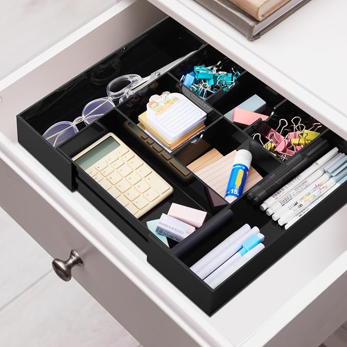 1 PC Acrylic Desk Drawer Organizer 2 Inch Height Expandable Drawer Organizer - Image 7