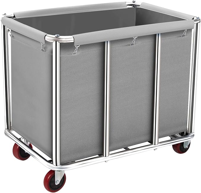 Commercial Laundry Cart on Wheels, 11.35 Bushels Large Roller by frides