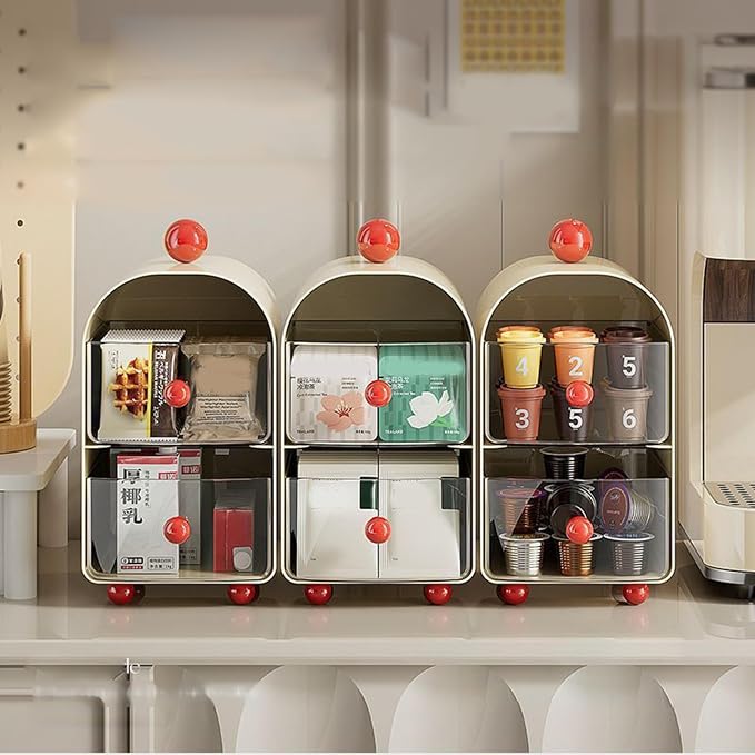 Multi-Compartment Tray for Coffee Pods & Tea Bags Space-Saving Kitchen/Desktop - Image 7