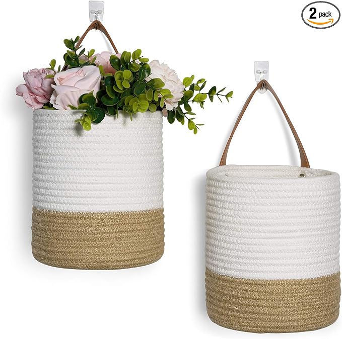 Goodpick 2 Pack Jute Rope Wall Hanging Storage Baskets by Goodpick